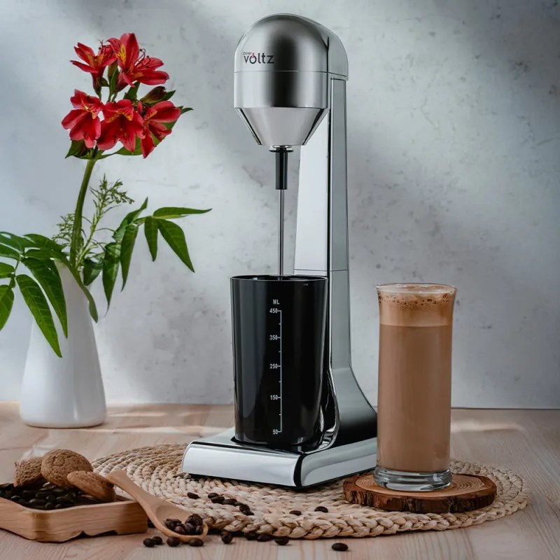 Mixer frappe Oliver Voltz OV51163D, 100W, 2 viteze, Metal, Crom/Negru