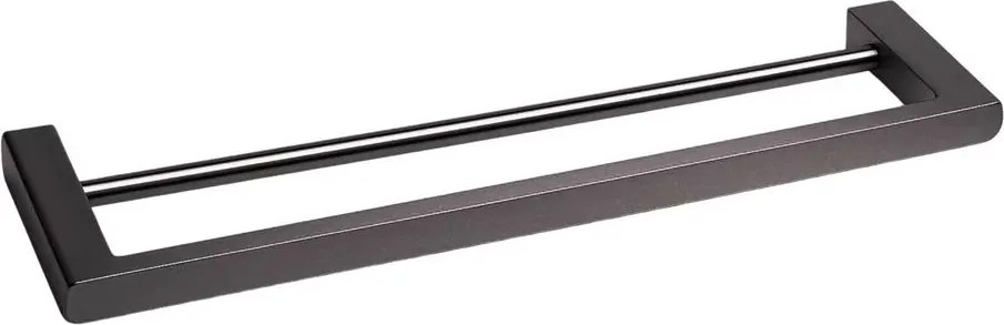 Suport prosop dublu Balneo Qarx Gun Metal mat 60 cm