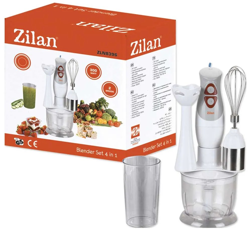 BLENDER VERTICAL ZLN-8396, SET ALB, CUTIT INOX, 700 ML, 300 W