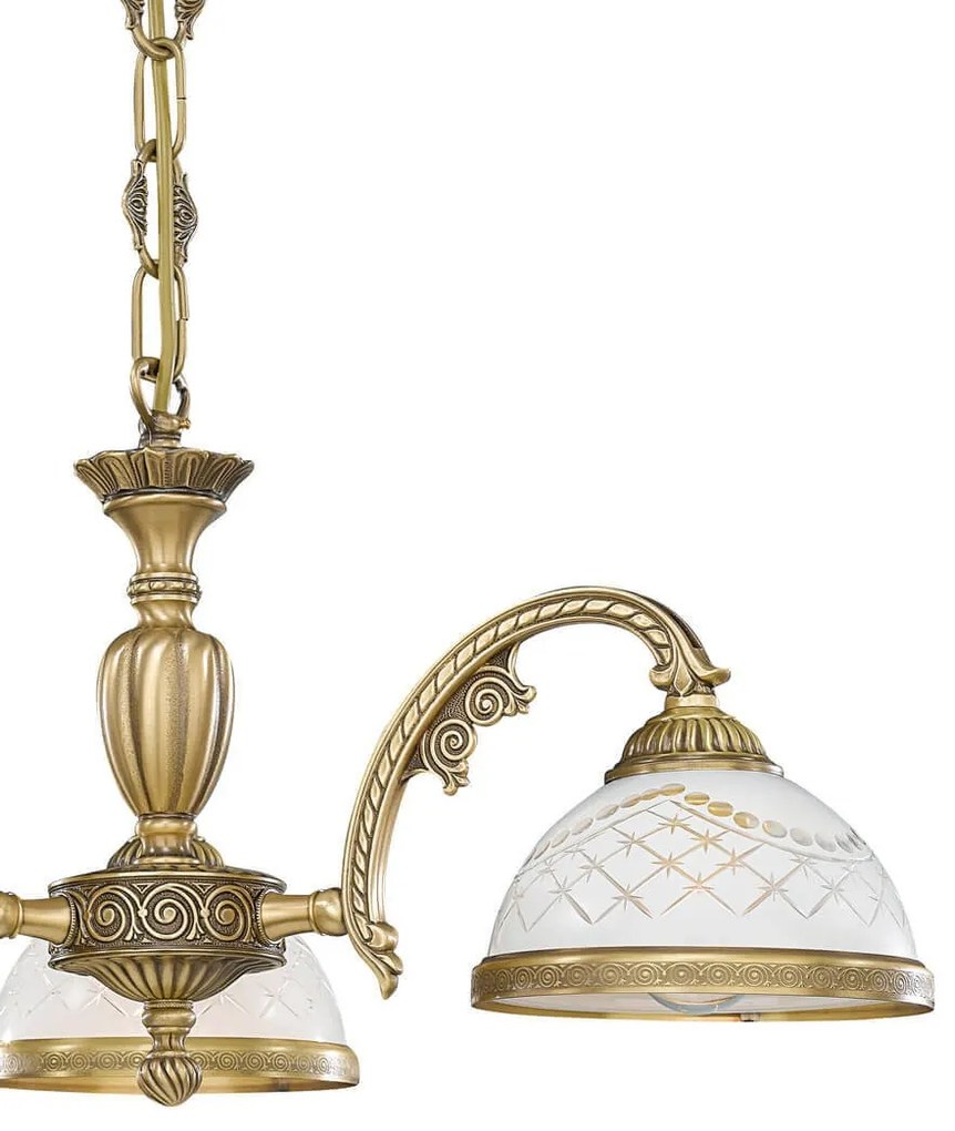 Candelabru cu 3 brate clasic design italian din alama, sticla 7002 RA-L. 7002/3