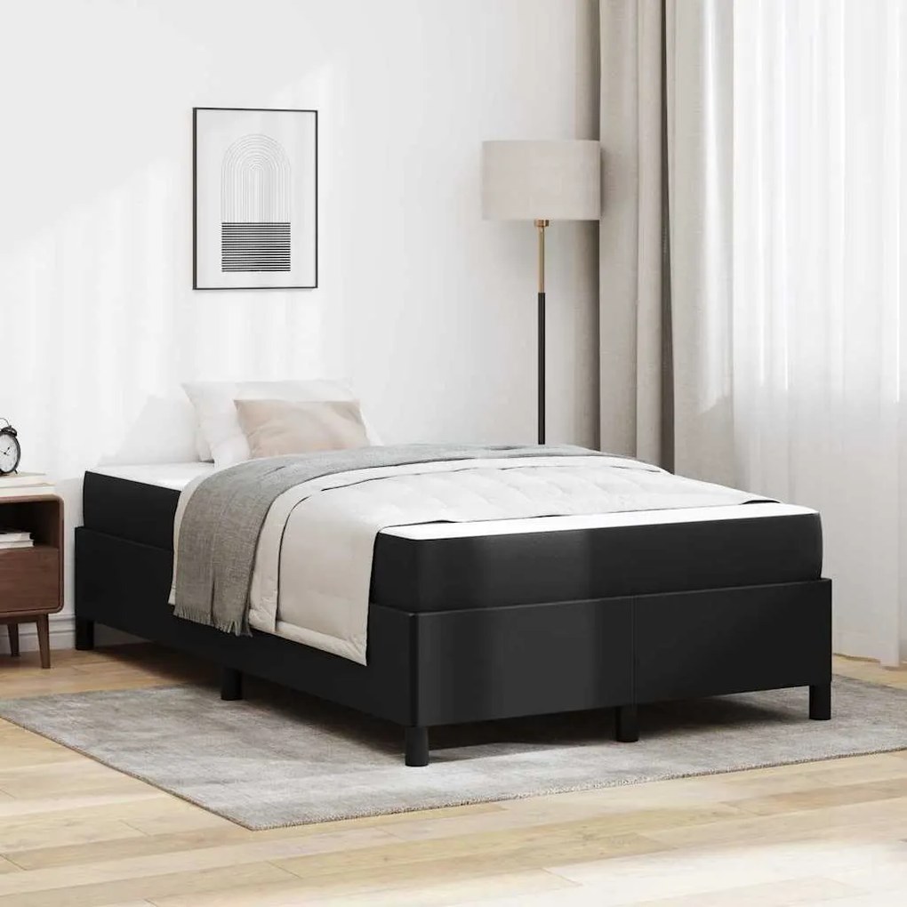 vidaXL Cadru de pat cu saltea Negru 120 x 200 cm Piele artificială