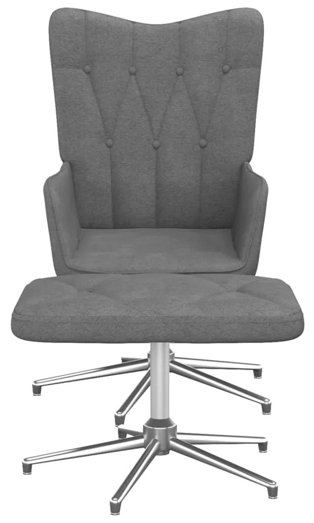 327601 vidaXL Scaun de relaxare cu taburet, gri închis, textil