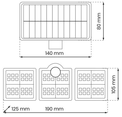 Proiector solar LED 20W cu senzor mișcare, 3,7V 1200mAh IP44 + telecomandă