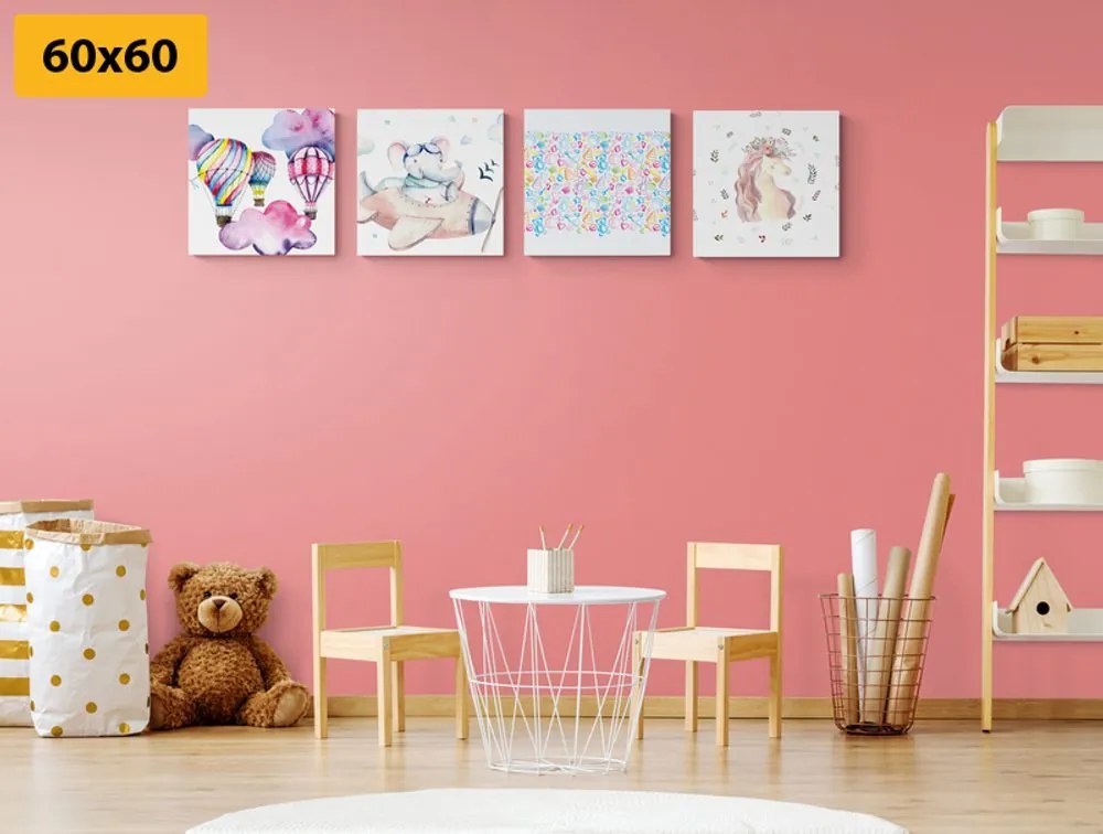 Set tablouri pentru copii în culori pastelate