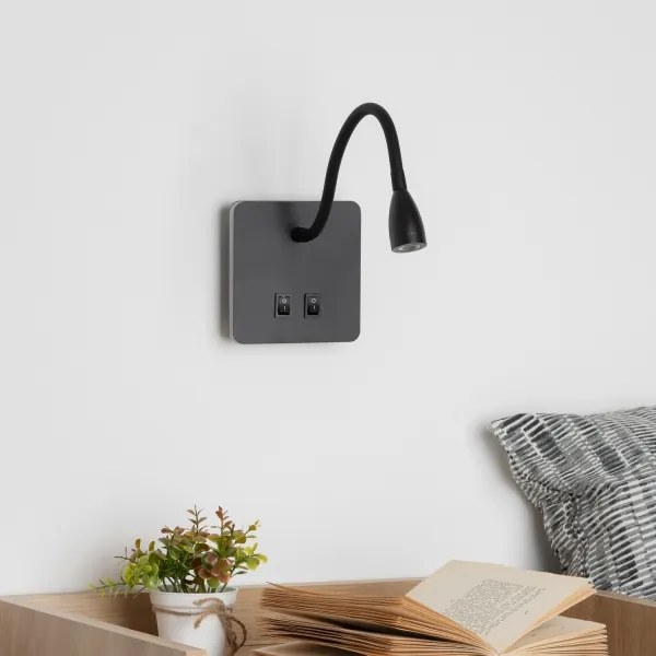 Lampă LED flexibilă de perete Brilagi MAYA Double LED/4W/230V + LED/3W negru