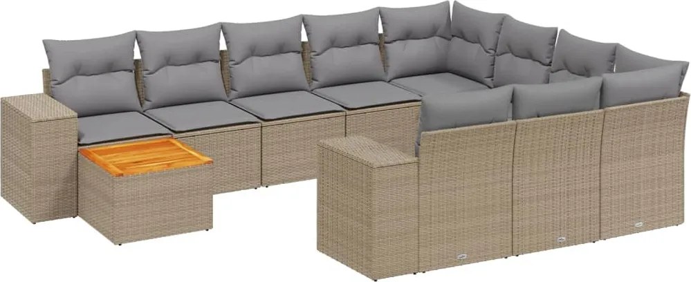 vidaXL Set canapele de grădină cu perne, 11 piese, bej, poliratan