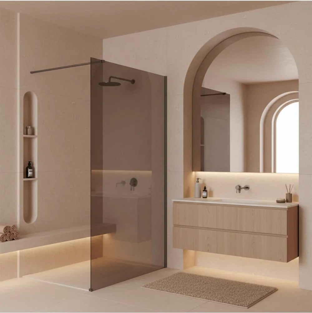 Paravan de dus fumuriu Rea Flexi Brown 140 cm Titan