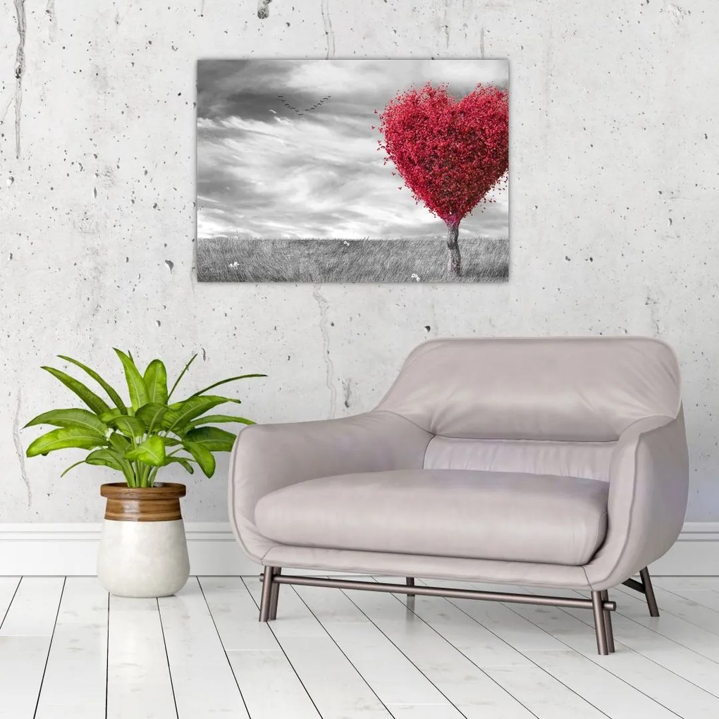 Tablou pe sticlă -Inima din coroanele copacilor (70x50 cm)