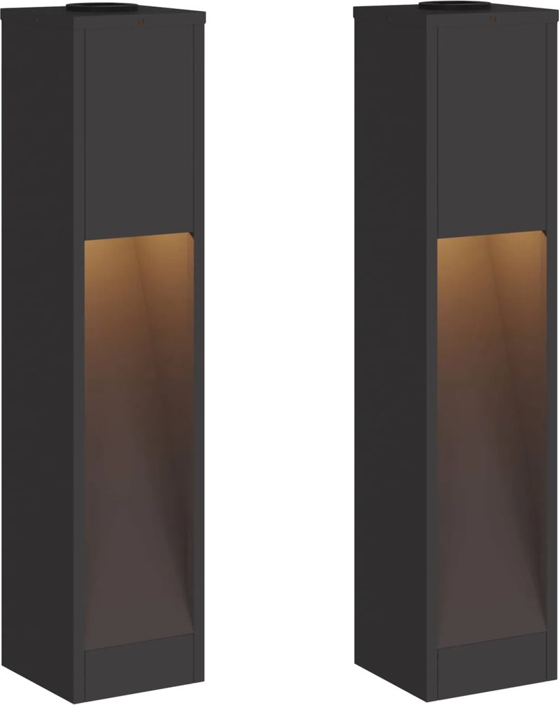 vidaXL Lampa de parcurs LED solar 2 pcs Negru Oțel laminat la rece