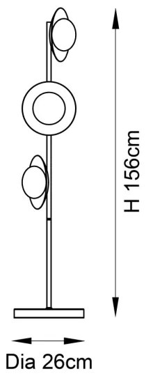 Lampadar Endon 92039 RUFFLE 3xG9/3W/230V negru/auriu
