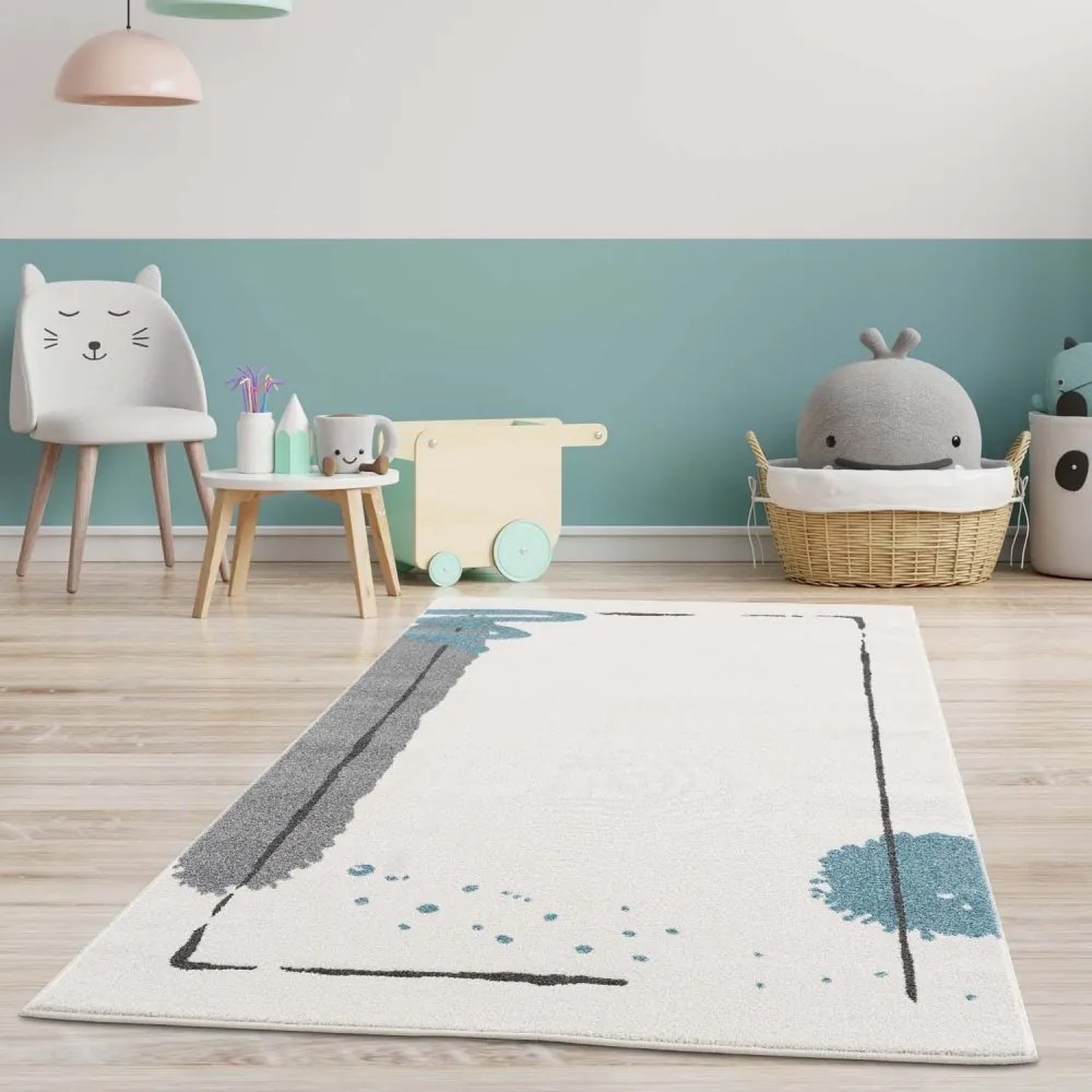 Covor de calitate pentru copii , cu motiv abstract Blue Blot Lăţime: 140 cm | Lungime: 200 cm