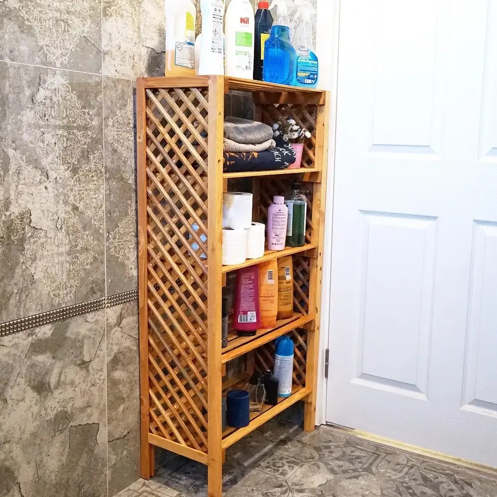 Raft organizator cu 4 politie pentru baie si bucatarie,decor 120 cm