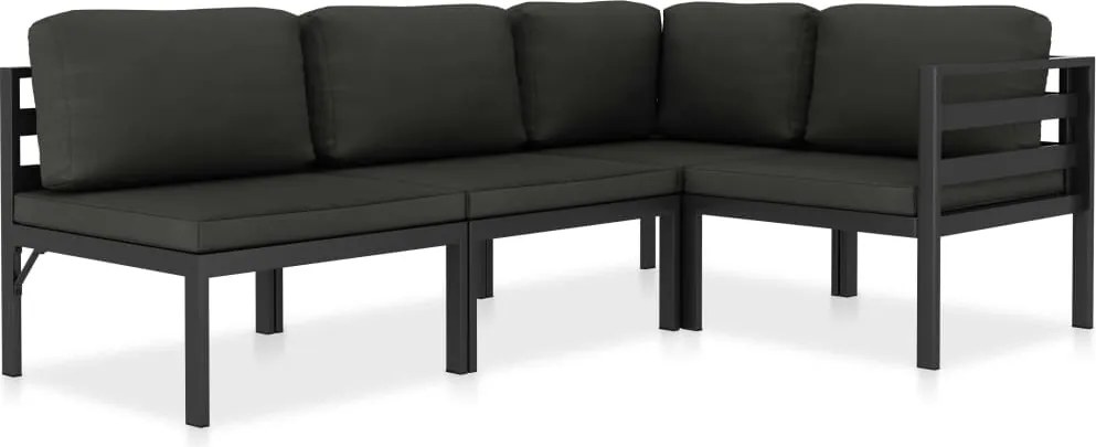 vidaXL Set mobilier de grădină cu perne, 4 piese, antracit, aluminiu