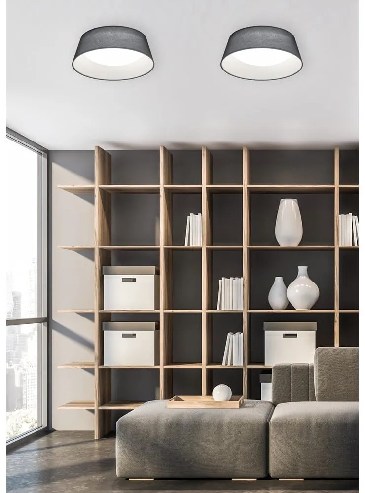 Plafonieră neagră LED cu abajur textil Ponts – Reality