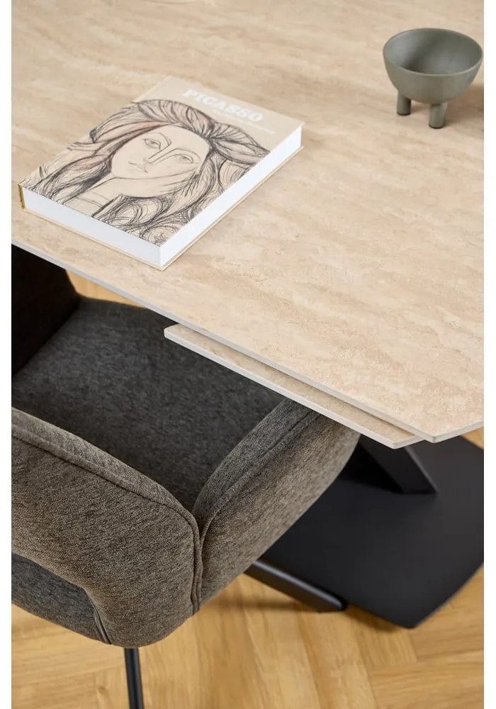 Scaun de sufragerie gri închis cu cotiere Graham – Actona