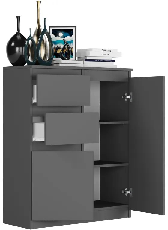 Comodă modernă fără mânere S-2 - diverse opțiuni de culoare antracit mix artisan