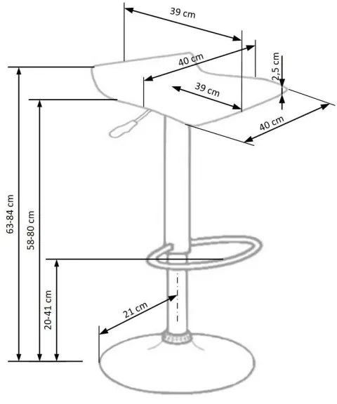 Scaun de bar 84x40 cm negru/crom