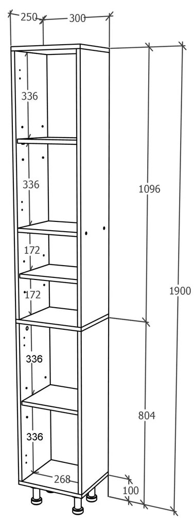 Soldat Baie Zaria, 2 Usi, Gri Lucios/Alb, MDF, L 30 x l 27 x H 190 cm