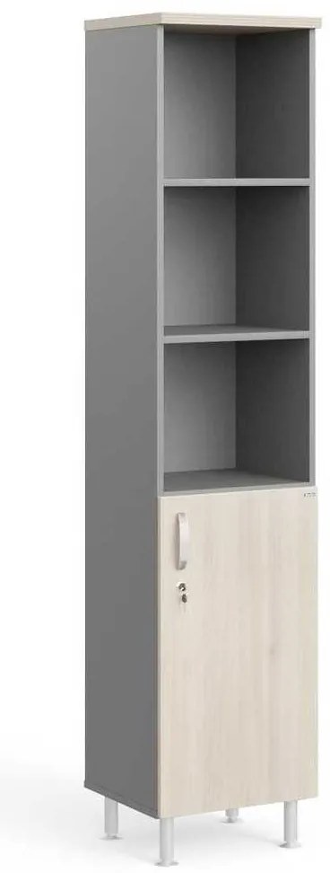Dulap înalt Manager LUX 45 x 43 x 207,4 cm, dreapta, salcâm deschis / gri