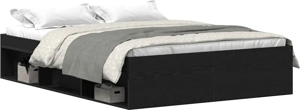 vidaXL Cadru pat fără saltea, stejar negru, 140x200 cm, lemn prelucrat