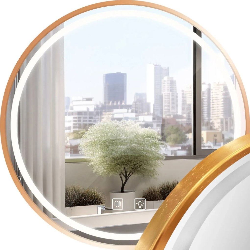 Oglinda LED MMJ Auriu periat 70cm, Rea