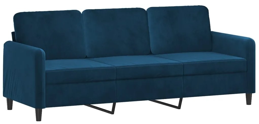 Canapea cu 3 locuri, albastru, 180 cm, catifea Albastru, 198 x 77 x 80 cm