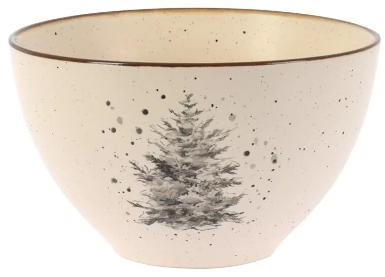 Bol ceramica, crem, Winter Tree, 14.5 cm, 450 ml