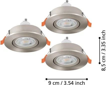 Eglo 902259 - Set de 3 spoturi LED încastrate pentru tavan BARRANCO, 1xGU10/4,5W/230V, crom