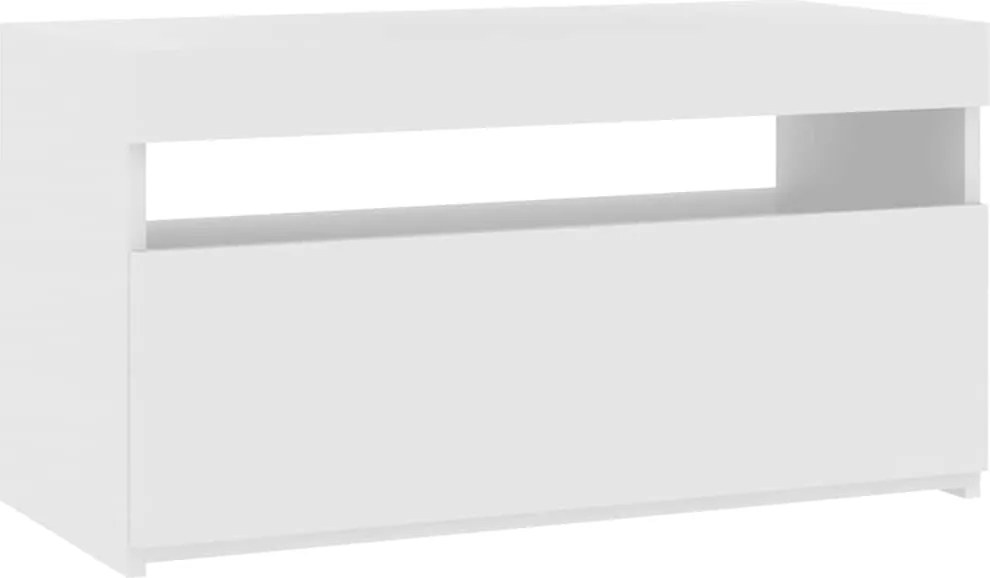 vidaXL Comodă TV cu lumini LED, alb extralucios, 75x35x40 cm