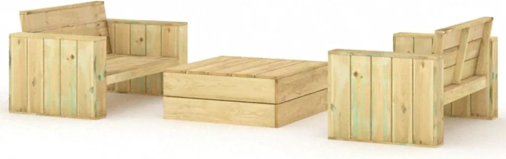 vidaXL Set mobilier de grădină, 3 piese, lemn masiv pin tratat