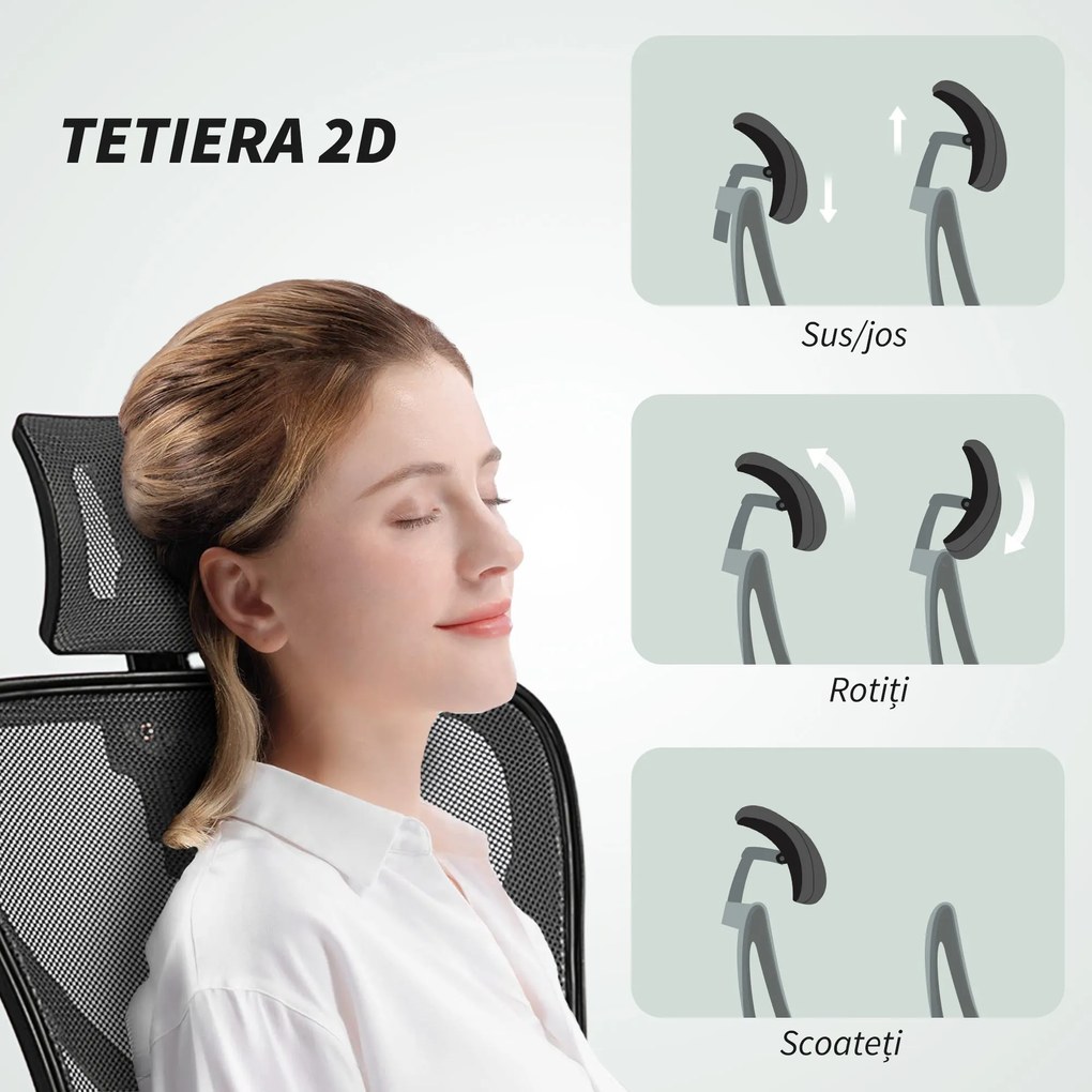 Vinsetto Scaun de Birou cu Inaltime Reglabila, 66x61x106-116cm, Gri Închis | Aosom Romania