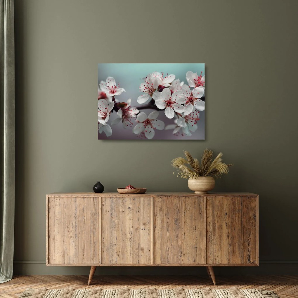 Tablou pe sticlă cu floare - roșie (70x50 cm)