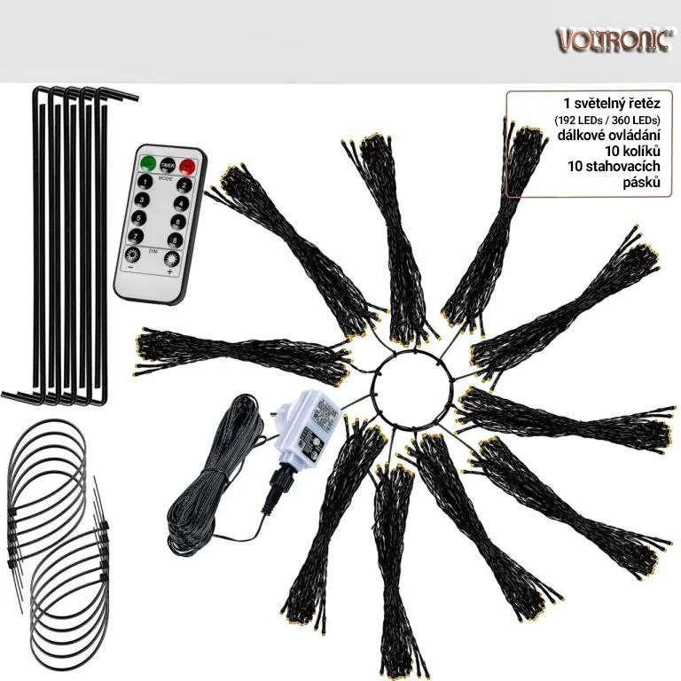 VOLTRONIC Lanț luminos în formă de con 360 LED, alb cald