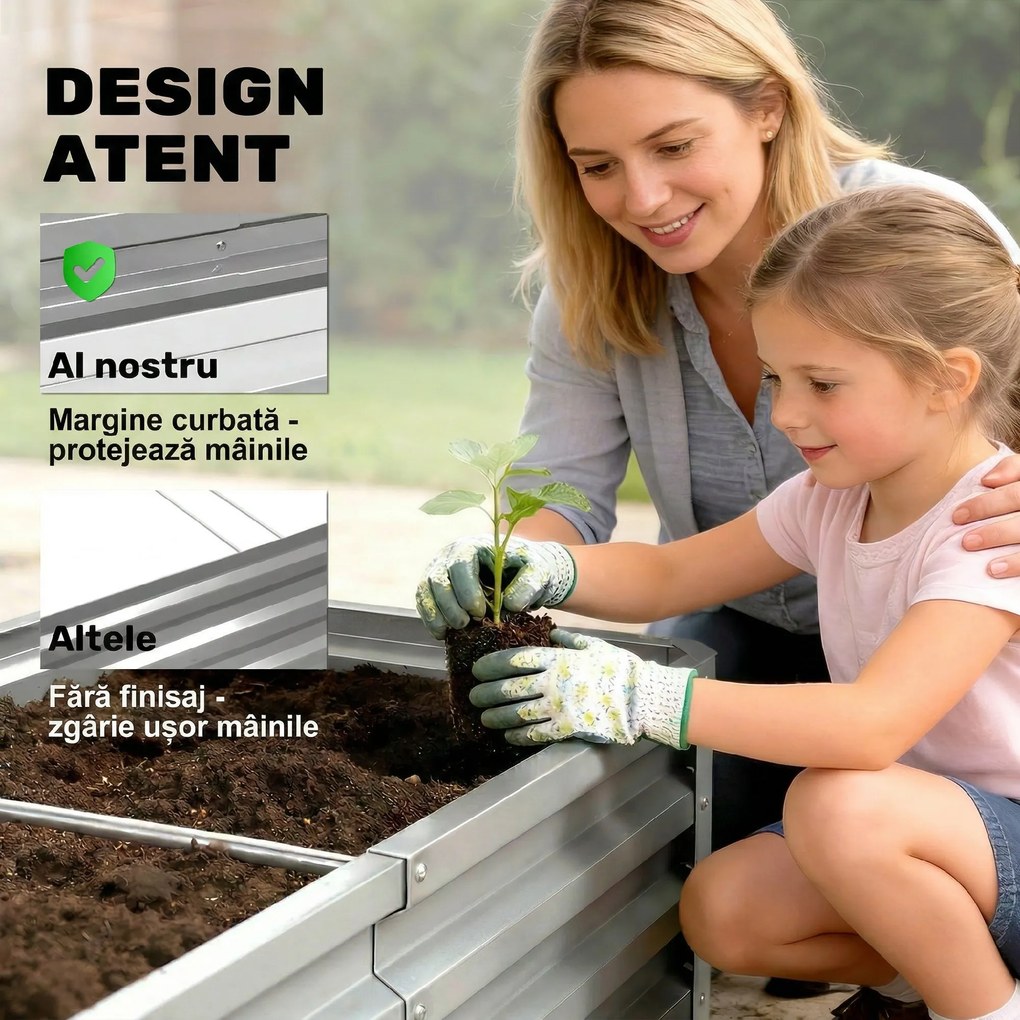 Outsunny 4' x 2' x 1' Pat de Gradina Galvanizat Inaltat, Cutie de Plantare din Metal Pat Inaltat pentru Legume, Flori, Plante si Plante Aromatice, Verde | Aosom Romania