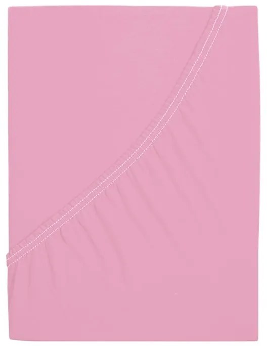 Cearsaf Jersey din bumbac mako LUXORA 180x200 cm roz