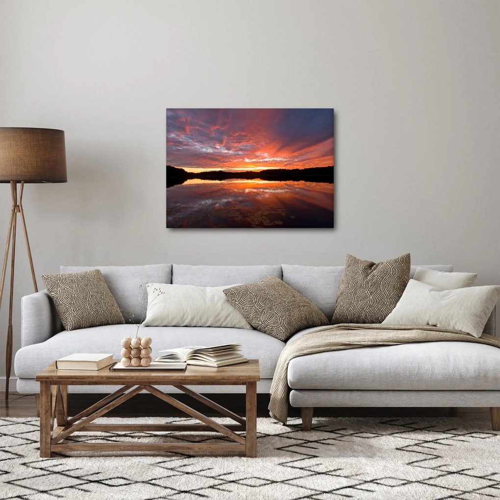 Tablou - Apus de soare peste lac (70x50 cm)