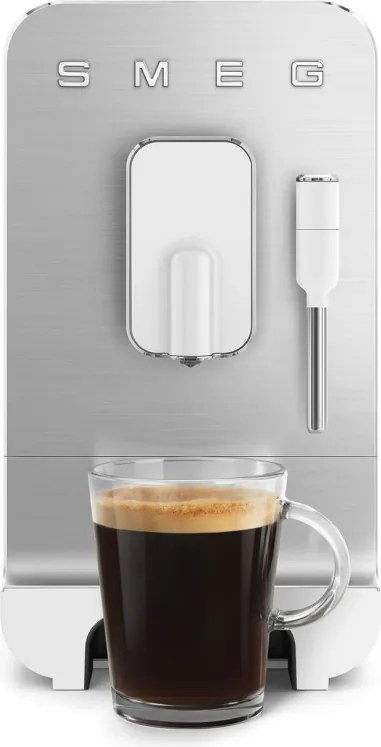 Espressor SMEG Collezione BCC12WHMEU, 1350 W, 19 bar, 1,4 l, 8 functii, Rasnita incorporata, Spumare lapte, Alb