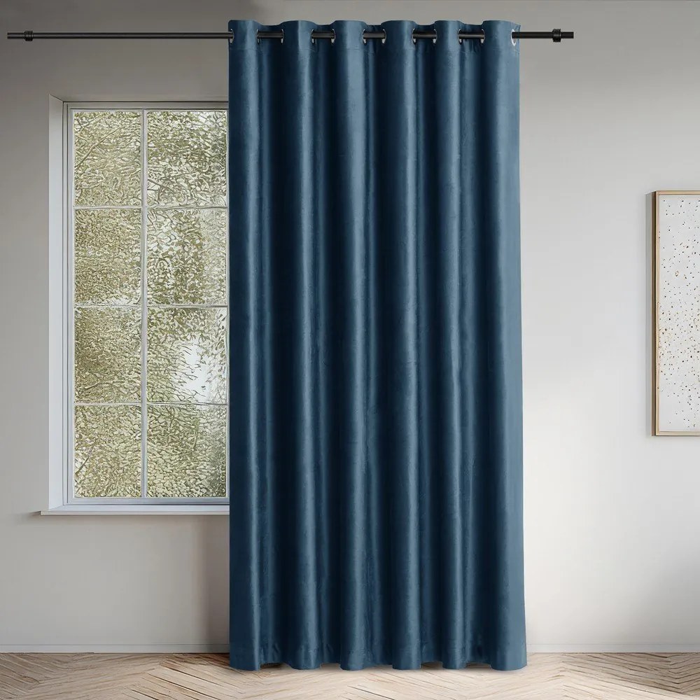 Draperie albastră dimout (semi-opacă) din catifea 265x300 cm Velto – Filumi
