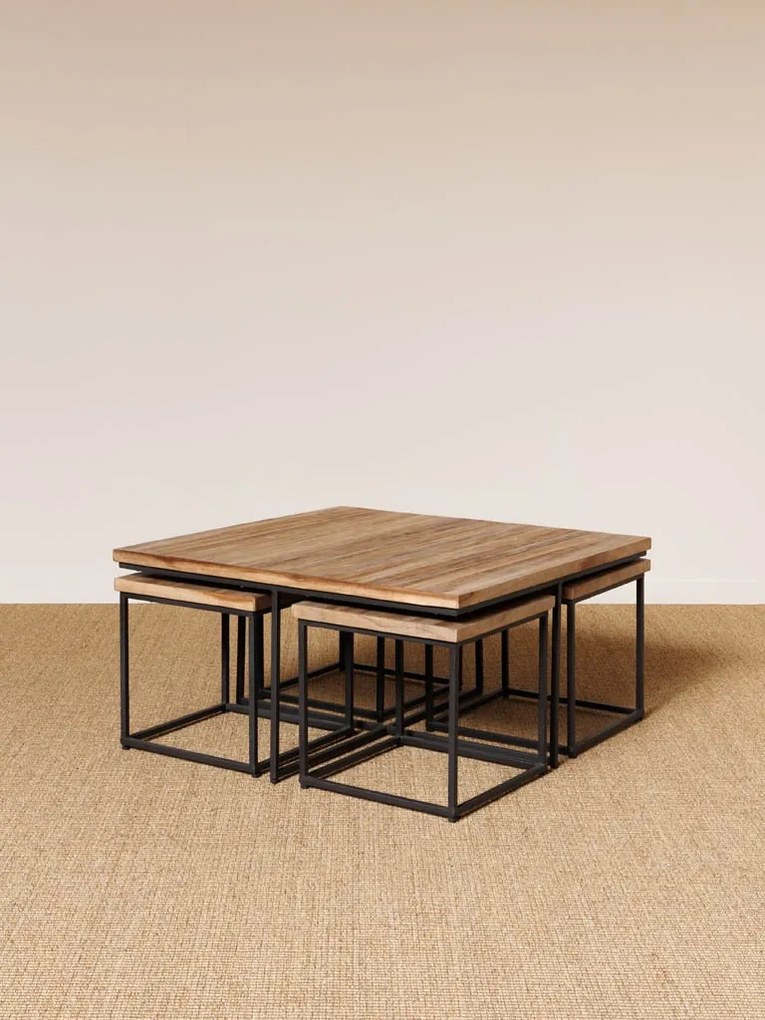 Set masuta de cafea si 4 scaunele, din lemn de tec, Pocket