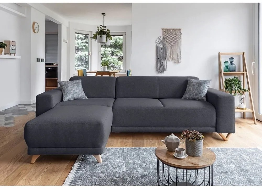 Colțar gri antracit extensibil/cu spațiu de depozitare Classy Sophie – Miuform