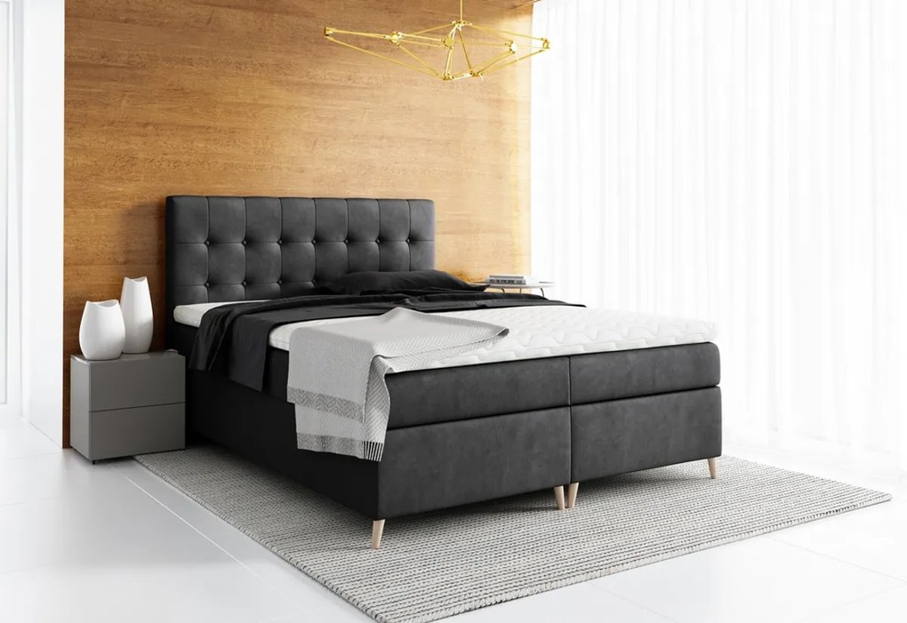 Supermobel Pat tapițat boxspring AVANTI + topper, 120x200, jasmine 60