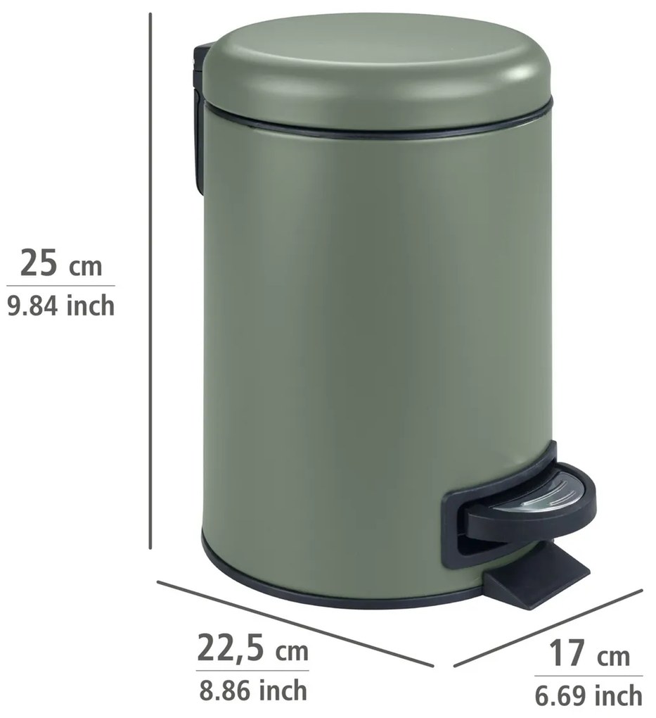Wenko Coș de gunoi cu pedală Leman 3 l, verdeînchis, 3 l