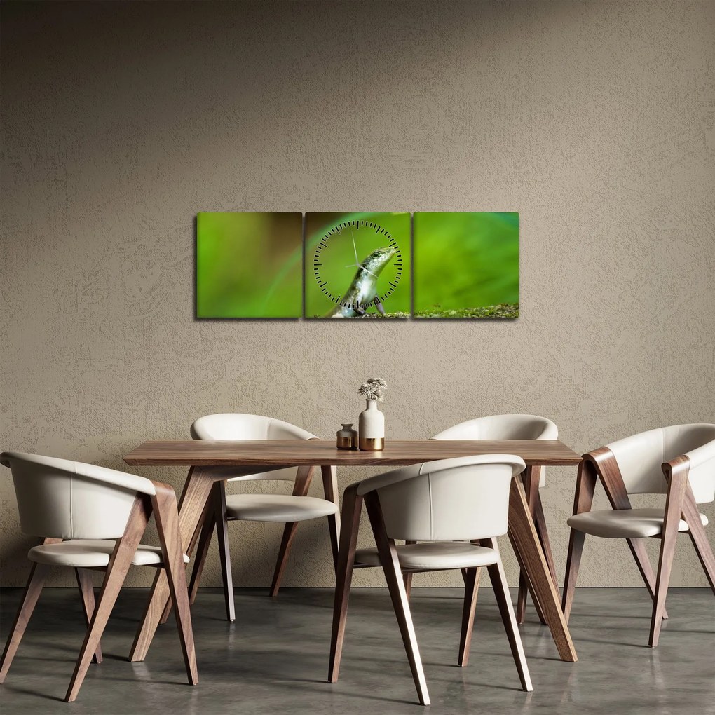 Tablou cu șopârlă (cu ceas) (90x30 cm)