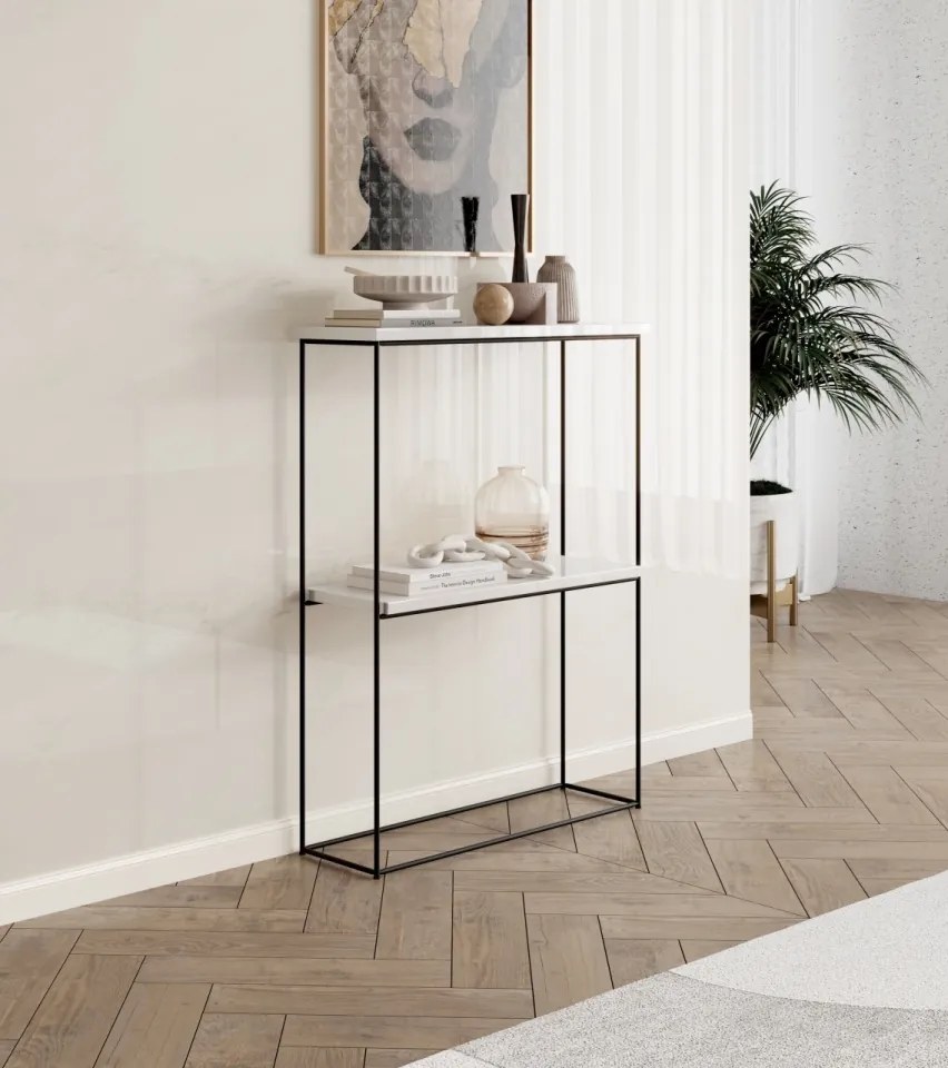 Consolă hol, 80x60x20 cm Velo 2, ADRK Furniture (Culoare: Negru / Alb Lucios)