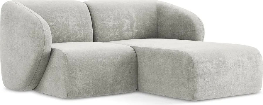 Colțar gri deschis cu tapițerie din chenille (cu colț pe partea dreaptă/cu șezlong) Lani – Makamii