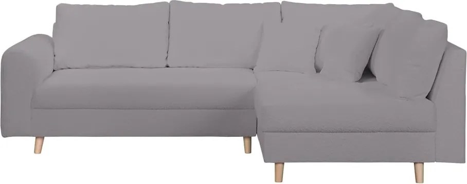 Colțar gri închis cu tapițerie din stofă bouclé (cu colț pe partea dreaptă) Ariella – Ropez