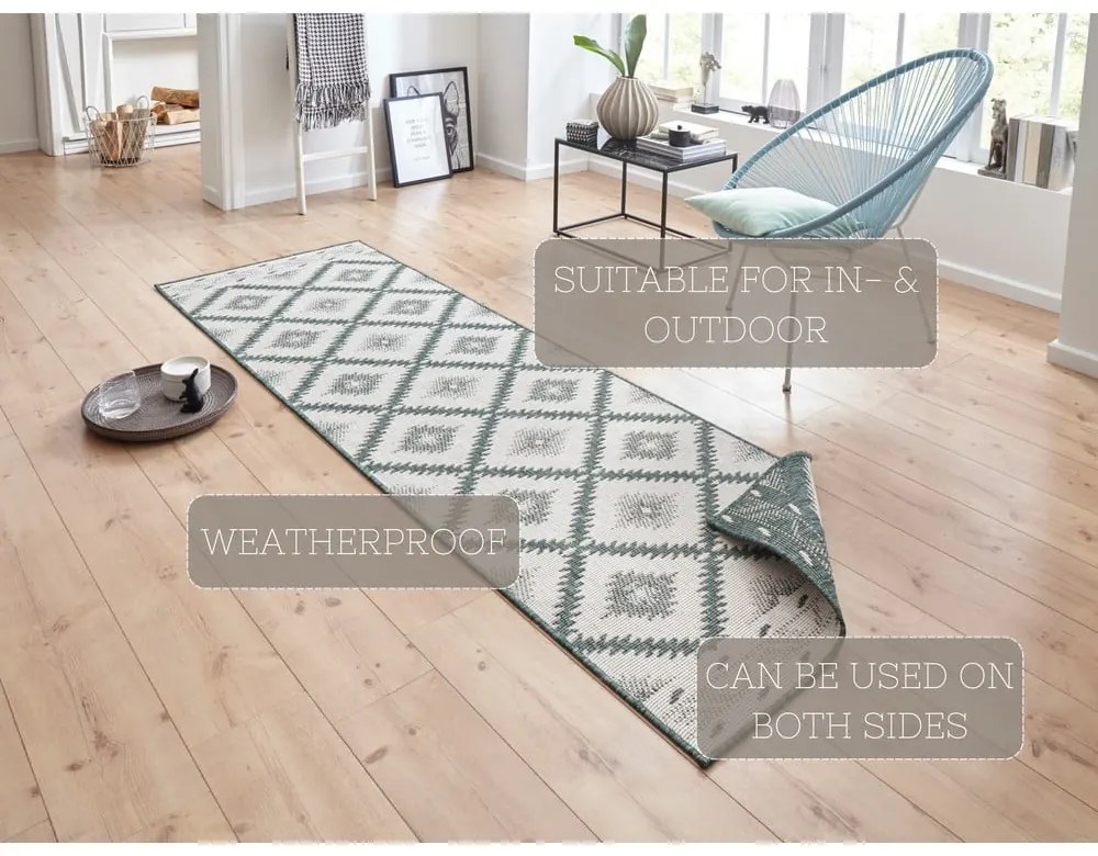 Covor adecvat pentru exterior NORTHRUGS Twin, 350 x 80 cm, verde-crem