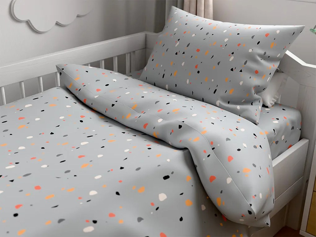 Set Lenjerie de pat din microfibra pentru patut cu cearsaf PINTURA, gri