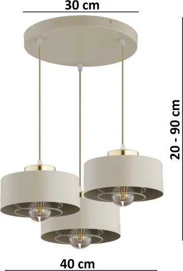 BRILAGI - Lustră suspendată pe cablu SPRING 3xE27/60W/230V bej/auriu