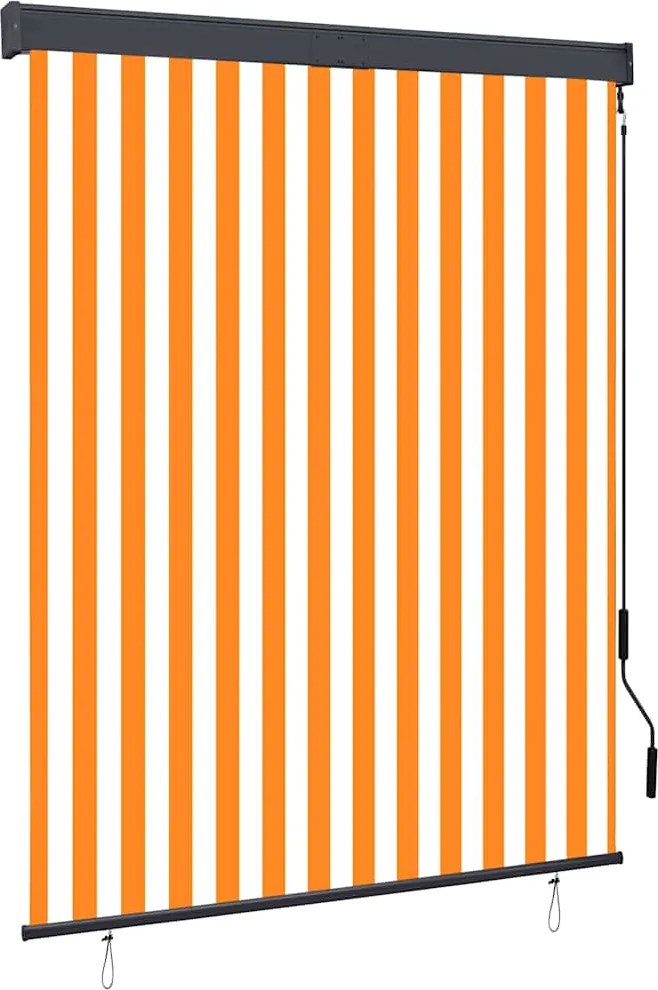 vidaXL Jaluzea tip rulou de exterior, alb și portocaliu, 140 x 250 cm